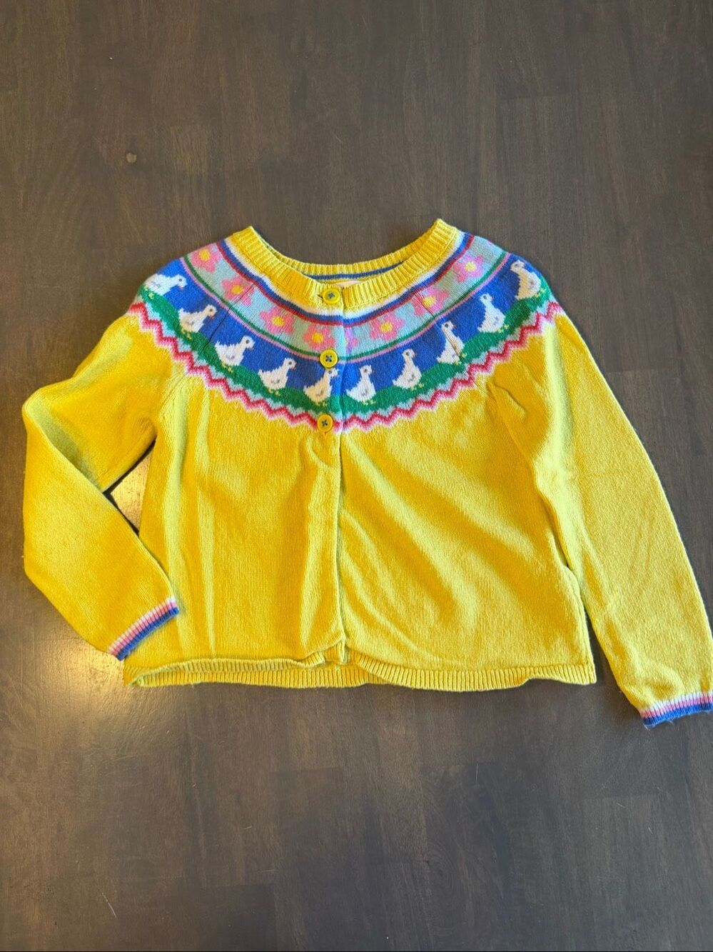Mini Boden Pink Flower Embroidered Sweater size 6-7